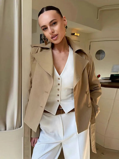 Lola Lace-Up Cropped Trench Coat