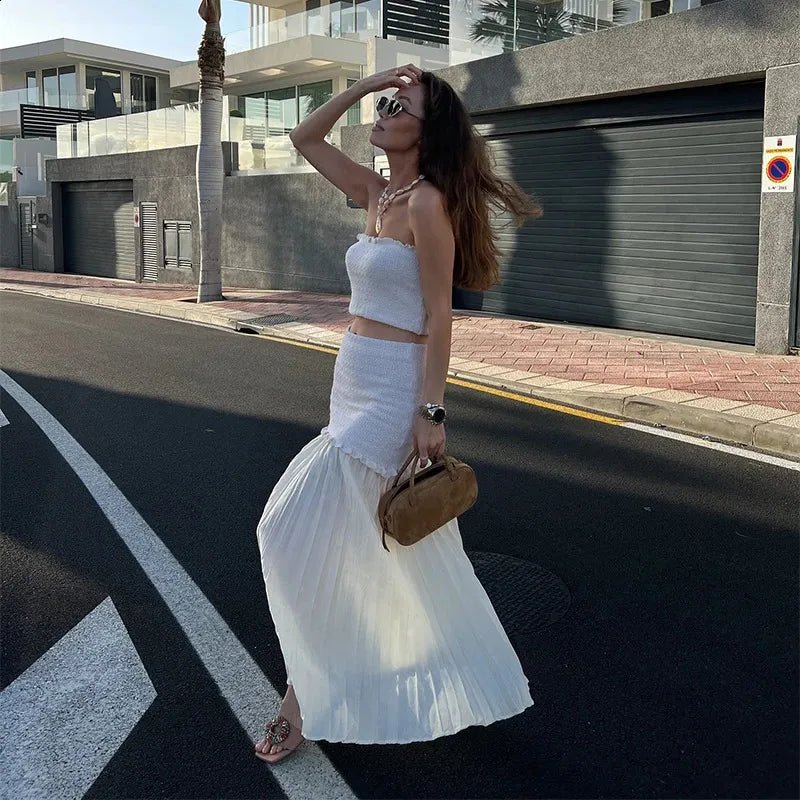 SOKYND Luella Knitted Tank Pleated Skirt Set Matching SetsSOKYND-910231-BEI-M-82199Beige SetM