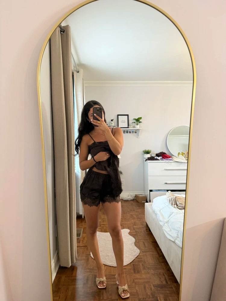 Moira Satin Lounge Shorts in Black