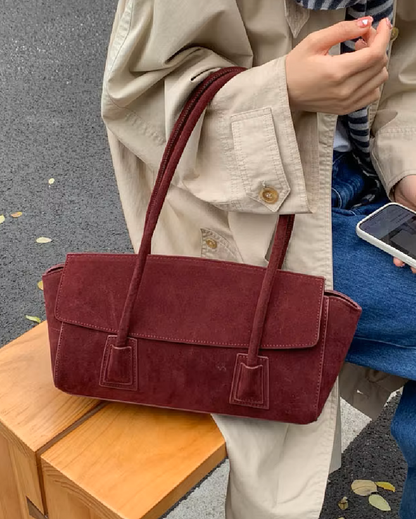 Alicia Vintage Faux Suede Shoulder Bag