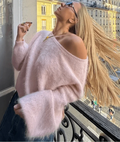 Lara Off-Shoulder Mohair Sweater