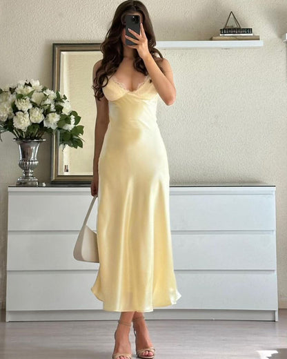 Yasmine Backless Satin Midi Dress