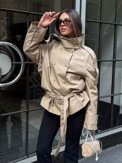 Katie High Neck Cropped Utility Trench