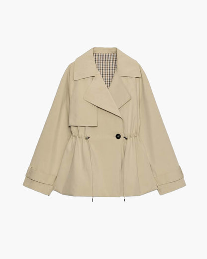 Maria Lapel Collar Drawstring Trench Coat