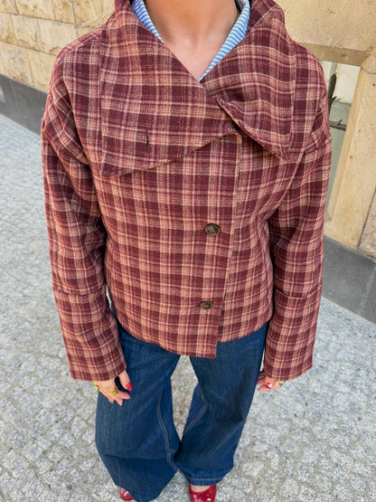 Jane Plaid Stand Collar Coat