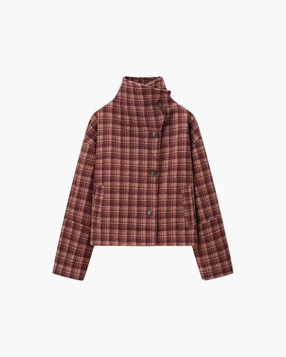 Jane Plaid Stand Collar Coat