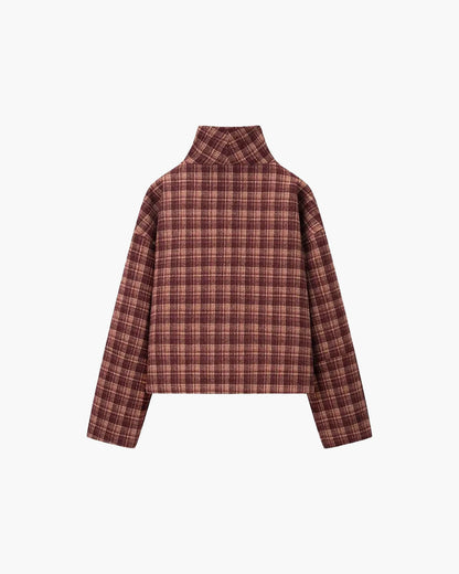 Jane Plaid Stand Collar Coat
