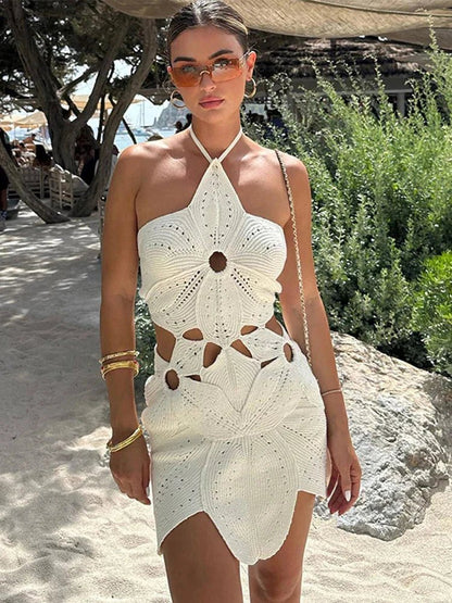 Willow Halter Neck Crochet Mini Dress