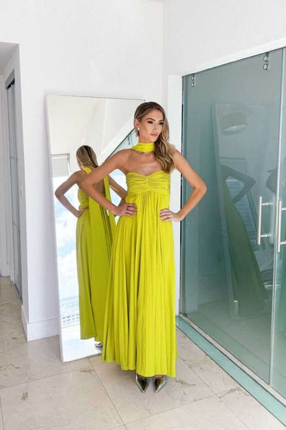 Mika Halter Ruched Maxi Dress