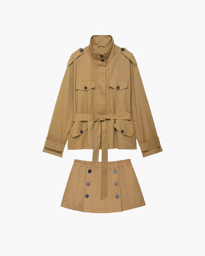Kate High Collar Belted Jacket Skort Set