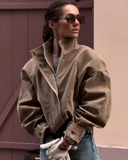 Nina Faux Suede Zip Jacket