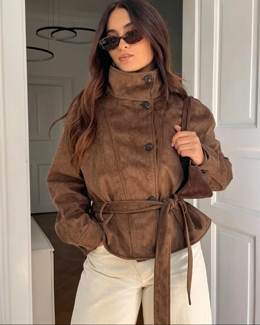 Sarah Faux Suede Lace Up Jacket