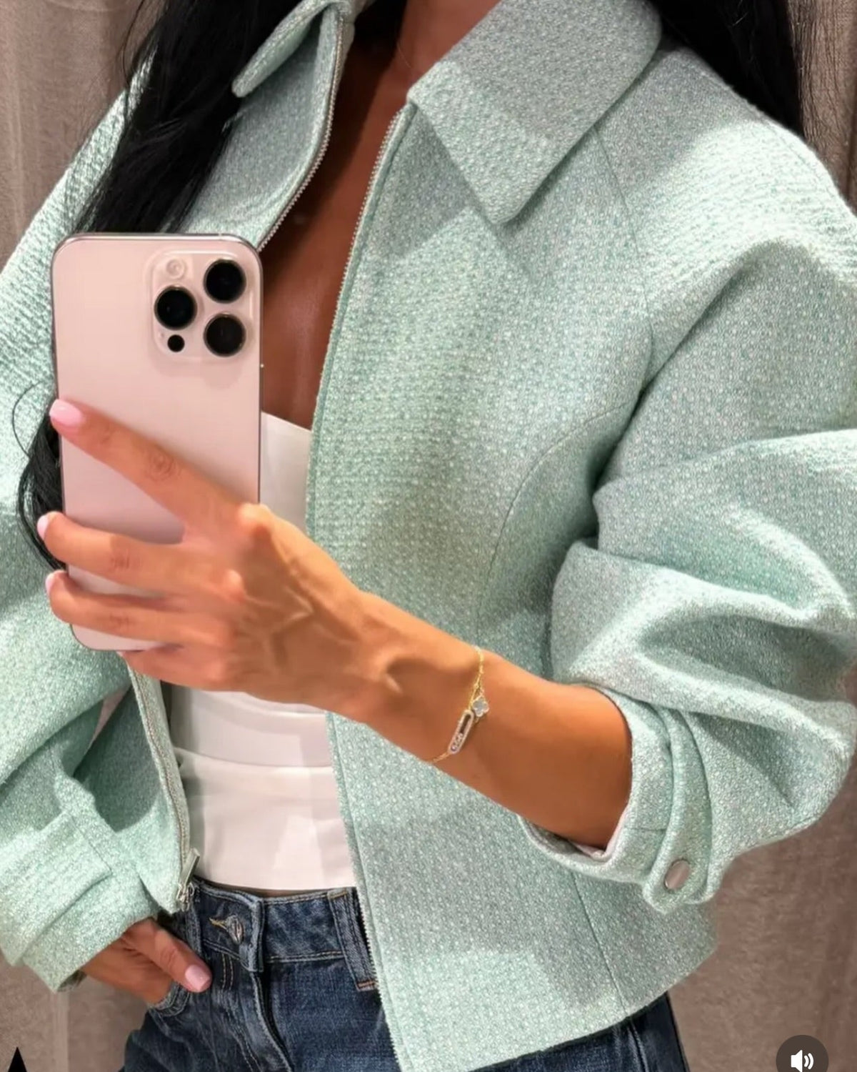 Katie Tweed Zip Cropped Jacket