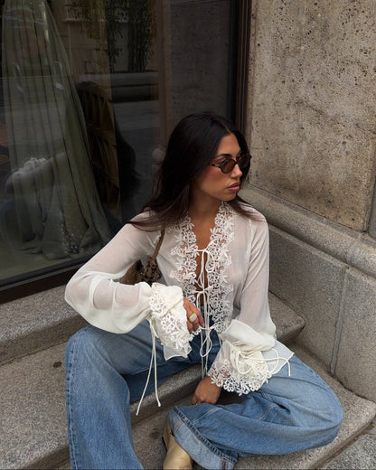 Amaia Front-Tie Lace Top