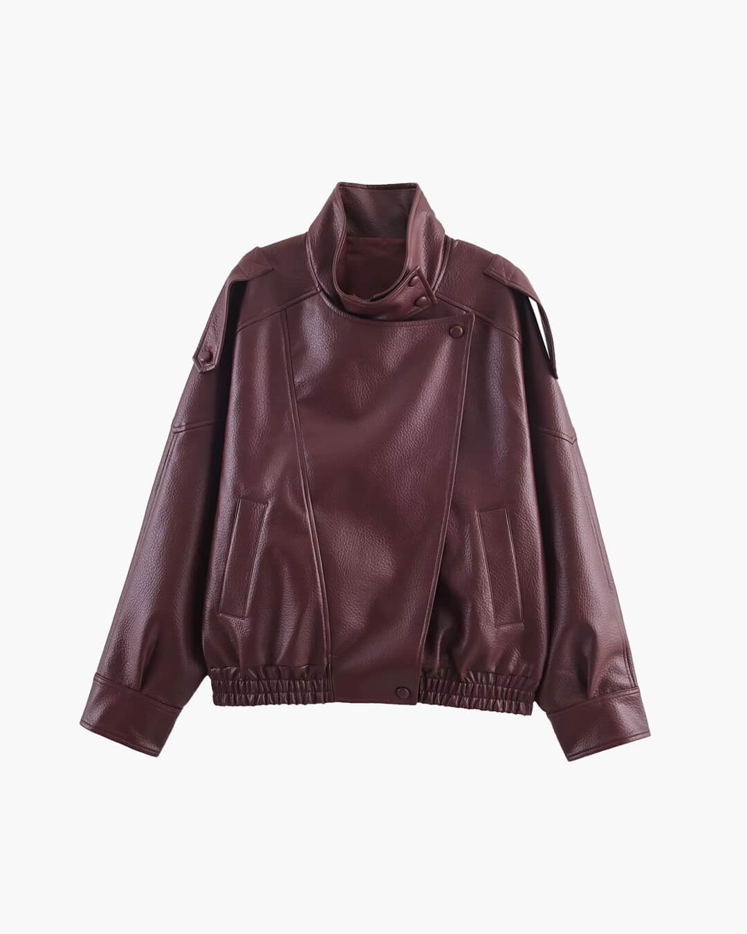 SOKYND Aleah Asymmetrical Leather Jacket Coats & Jacketsie1767356248732874943RedXS