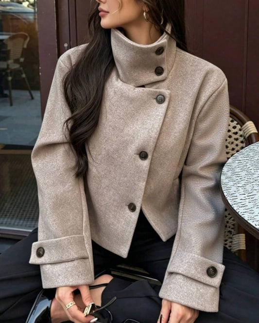 SOKYND Alice Rose Buckle Stand Collar Coat CoatSOKYND-539863-TAU-XS-38583TaupeXS