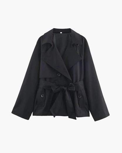 SOKYND Aliya Belted Short Trench Coat Coats & JacketsWi1774219786678678913BlackM