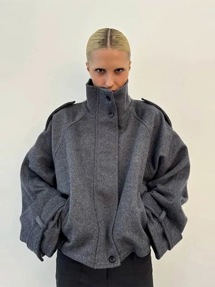 SOKYND Anna Cropped Wool Blend Coat JacketsSOKYND-299607-GRE-XS-67415GreyXS
