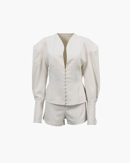 SOKYND Ashley Cinched - Waist Blazer Shorts Set Matching SetsFm1772777205924604011SetM