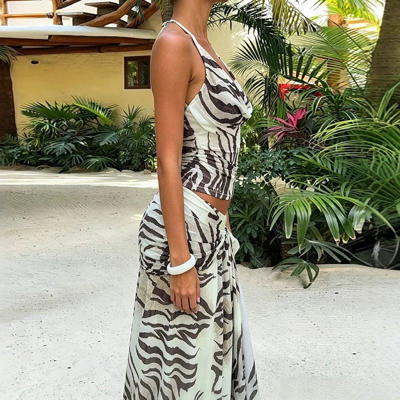 SOKYND Callie Halter Top Draped Skirt Set Matching SetsSOKYND-970455-S-OS-49047S