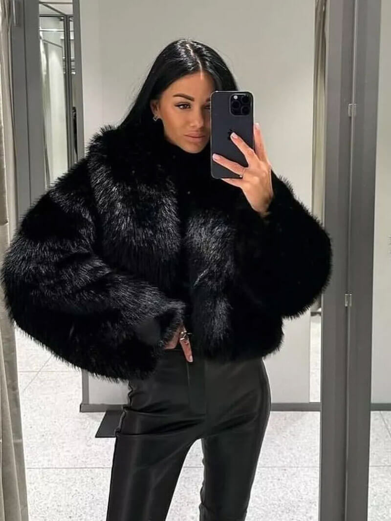 SOKYND Carley Faux Fur Coat Coats & JacketszN1767356248744829631BlackS