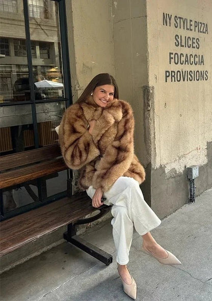 SOKYND Cattleya Faux Fur Coat Coats & JacketsLa1767356248747021669BrownL