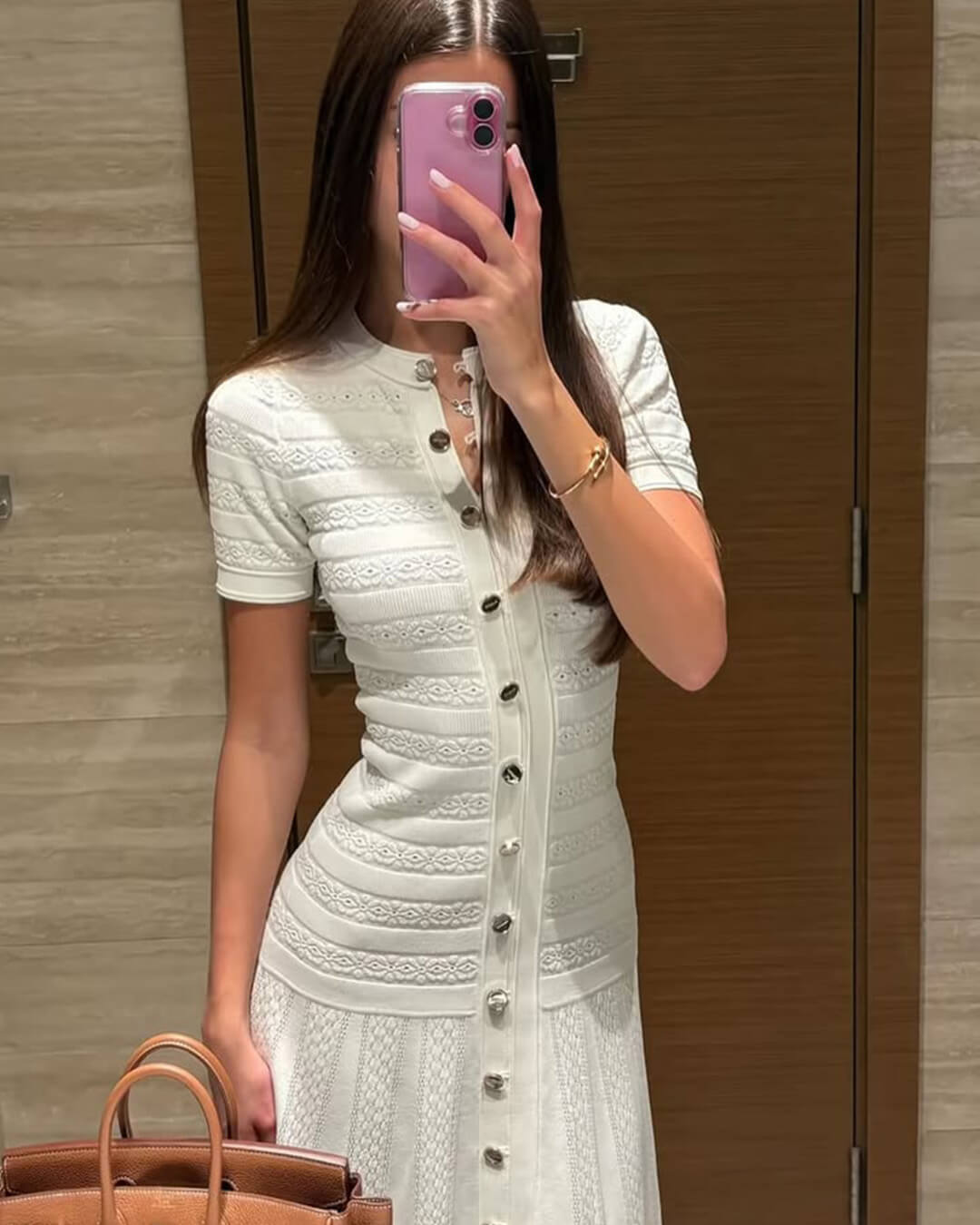 SOKYND Celeste Ribbed Knit Midi Dress DressWhiteXS