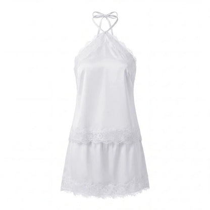 SOKYND Celeste Satin Lace Halter Cami and Mini Skirt Set JumpsuitSOKYND-294551-YEL-S-88983YellowS