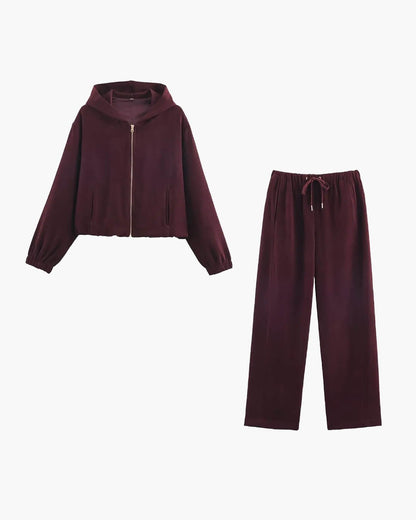 SOKYND Clara Hooded Tracksuit Set Matching SetsZh1772777205909302684SetBurgundyXS