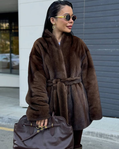 SOKYND Daniela Belted Faux Fur Jacket JacketSOKYND-397911-S-OS-50455S