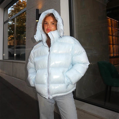 SOKYND Davina Hooded Puffer Jacket Coats & JacketsJy1767356248747648532BlueS