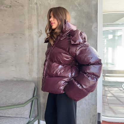 SOKYND Davina Hooded Puffer Jacket Coats & JacketsmR1767356248747396519BurgundyM