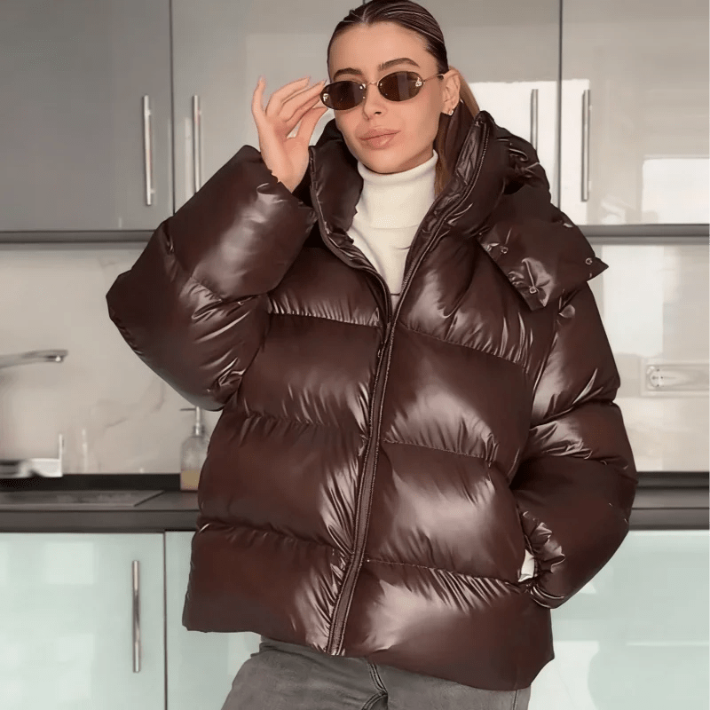 SOKYND Davina Hooded Puffer Jacket Coats & JacketsCl1767356248748387086ChocolateS