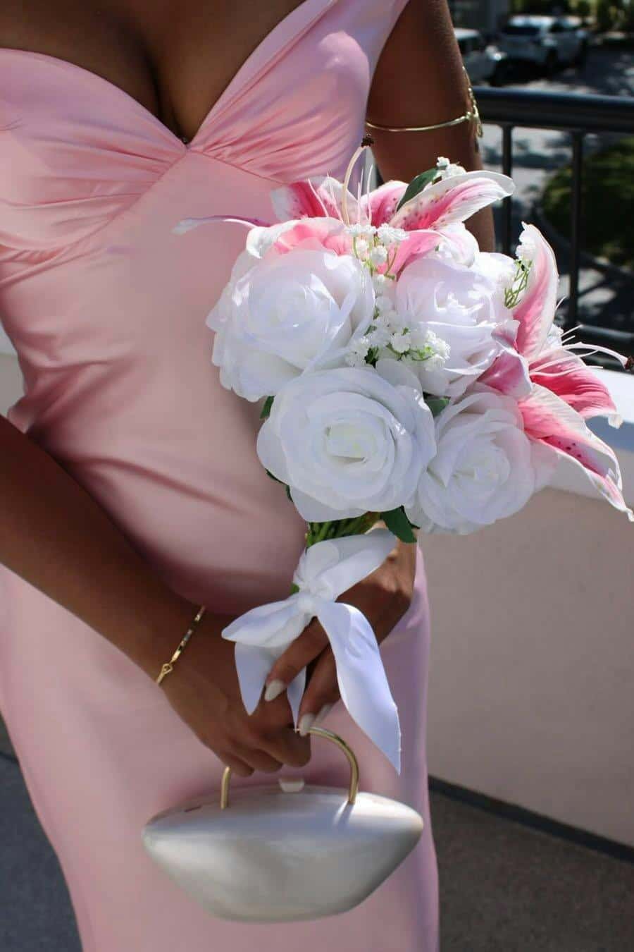 SOKYND Delia Satin Off the Shoulder Maxi Dress DressPinkXS