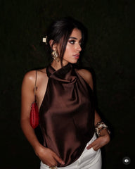 Elaine Halter Backless Satin Top