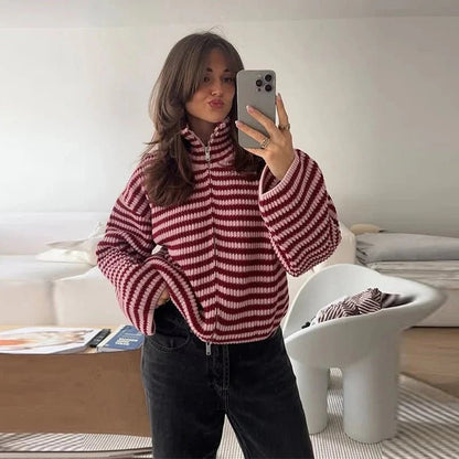 SOKYND Elena Knit Zip Sweater SweaterRedM