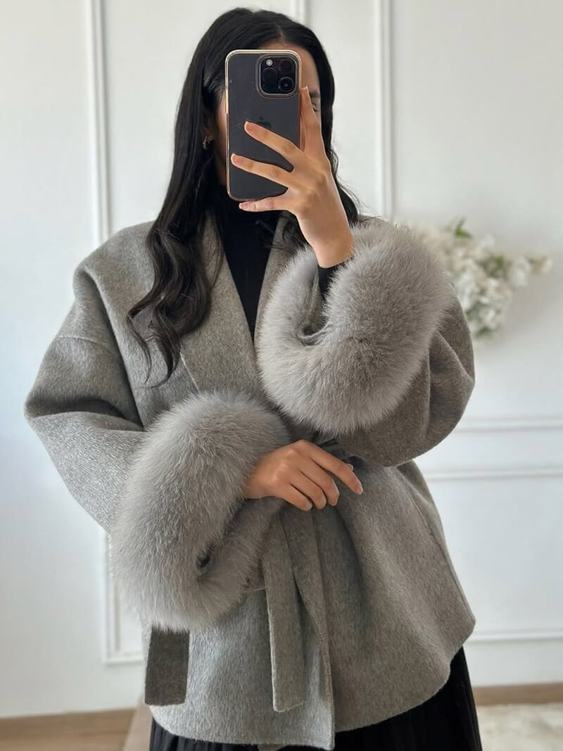 SOKYND Ellianna Faux Fur Coat Coats & JacketsCm1767356248751930600GrayS