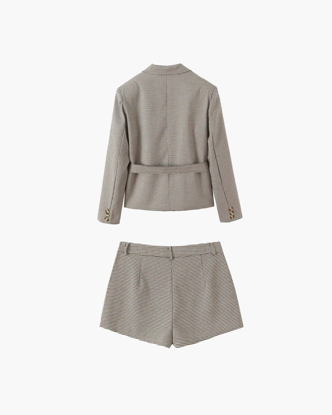 SOKYND Elma Houndstooth Belted Shorts Suit Matching SetsQk1774219786663122219L