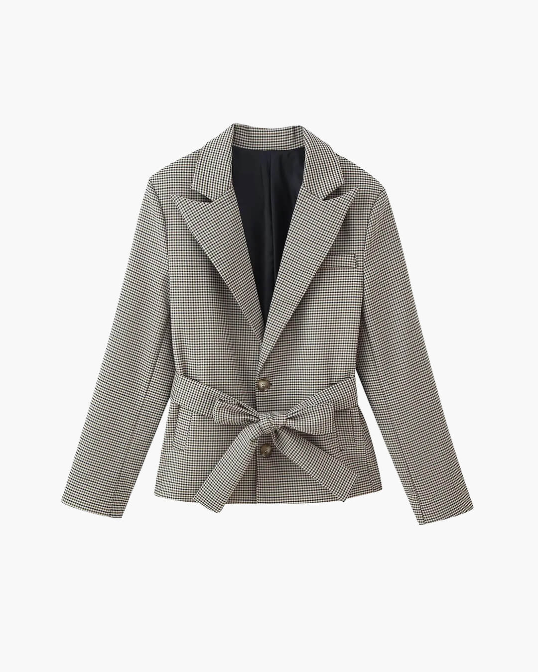 SOKYND Elma Houndstooth Belted Shorts Suit Matching SetsQk1774219786663122219L