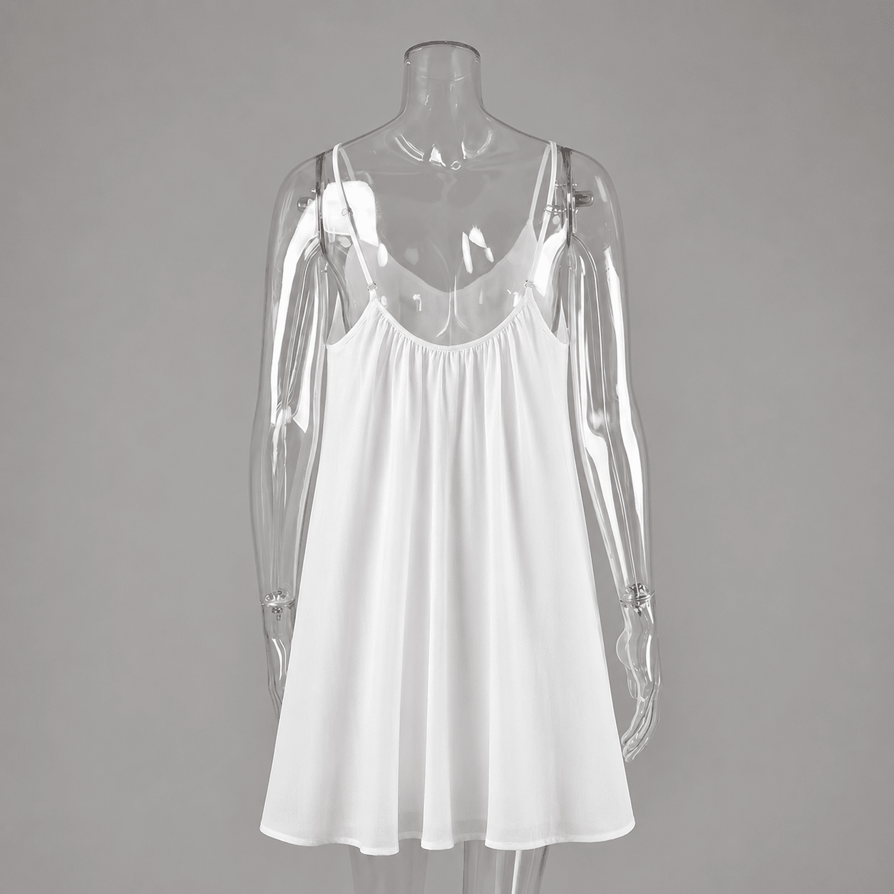 SOKYND Emery Spaghetti Strap Flowy Mini Dress DressesSOKYND-505623-WHI-S-29271WhiteS
