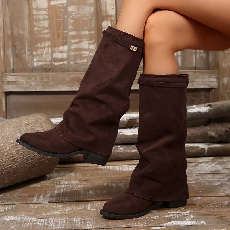 SOKYND Esther Faux Suede Knee High Boots BootsSOKYND-444119-BEI-36-68087Beige36