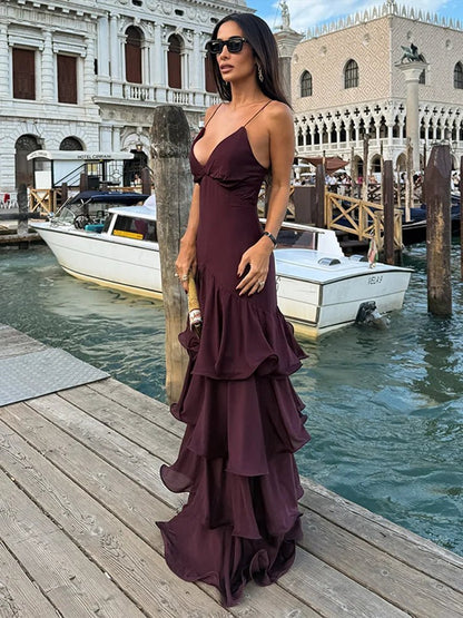 SOKYND Eve Ruffled Sling Evening Dress DressSOKYND-788759-PUR-S-72023PurpleS