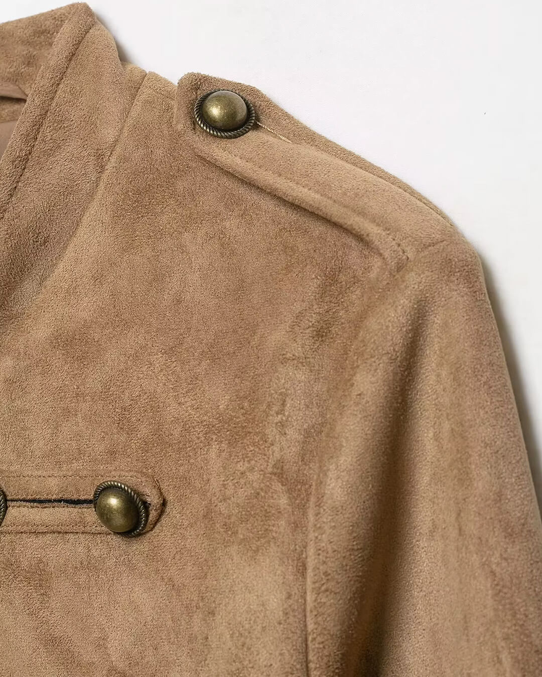 SOKYND Evelyn Faux Suede Napoleon Slim Jacket JacketSOKYND-016983-BRO-M-39063BrownM