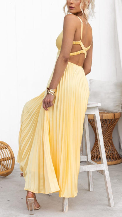 SOKYND Fenella Flowing Pleated Maxi Dress DressL
