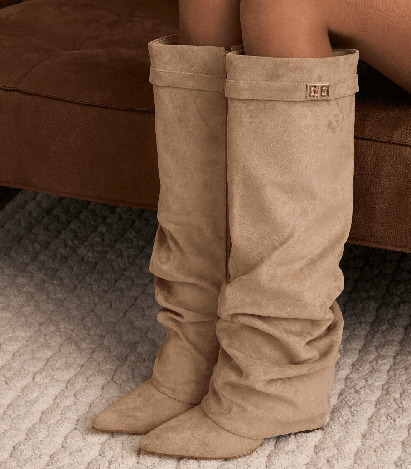 SOKYND Gloria Slouchy Faux Suede Knee High Boots BootsSOKYND-752535-BRO-34-17175Brown34