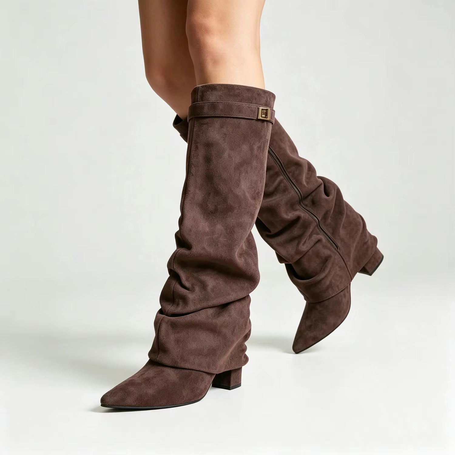 SOKYND Gloria Slouchy Faux Suede Knee High Boots BootsSOKYND-752535-BRO-34-17175Brown34