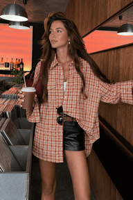 Helen Oversized Plaid Shirt Blouse