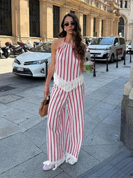 Isabel Striped Fringe Two-Piece Set