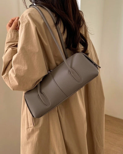 SOKYND Jessica Cylindrical Leather Shoulder Bag BagSOKYND-703639-TAU-OS-45623Taupe-Grey