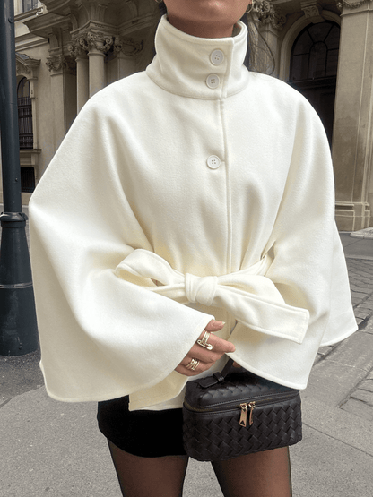 SOKYND Jocelyn Elegant High - Neck Belted Cape Jacket Coats & JacketsFn1767625273840620486BeigeS